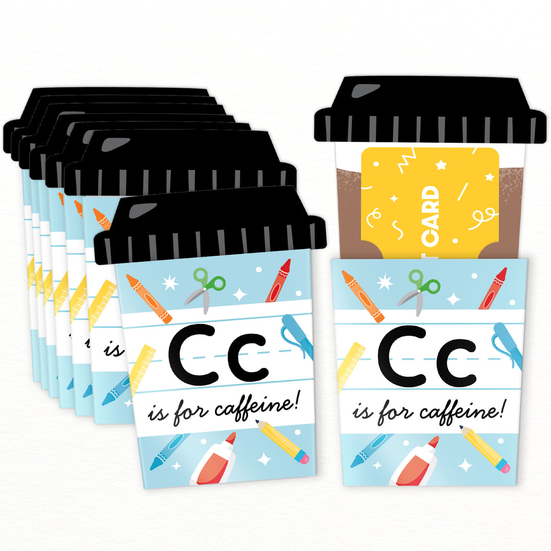 Coffee cup shaped gift card holders teacher appreciation set