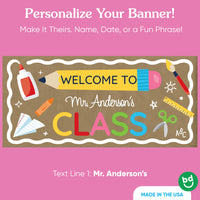 Large personalized classroom banner with mounting pieces included