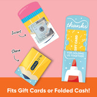 Crayon and pencil design teacher gift card holder close-up