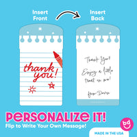 Double-sided printed card holder with message writing space