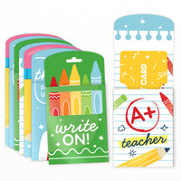 School supplies themed gift card holders set with envelopes