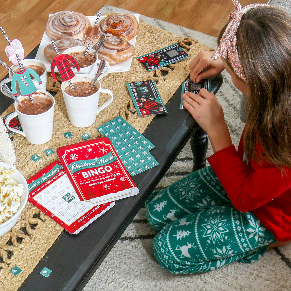 Christmas Pajamas - Holiday Plaid PJ Party Game Scratch Off Cards - 22 Count