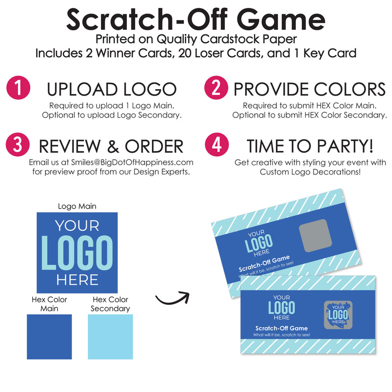Custom Logo Scratch Off Cards - Personalized Branded Business Party Game - 22 Count