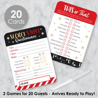 Secret Santa Fill-In Questionnaire Form - Christmas Gift Exchange Party Cards - Activity Duo Games - Set of 20