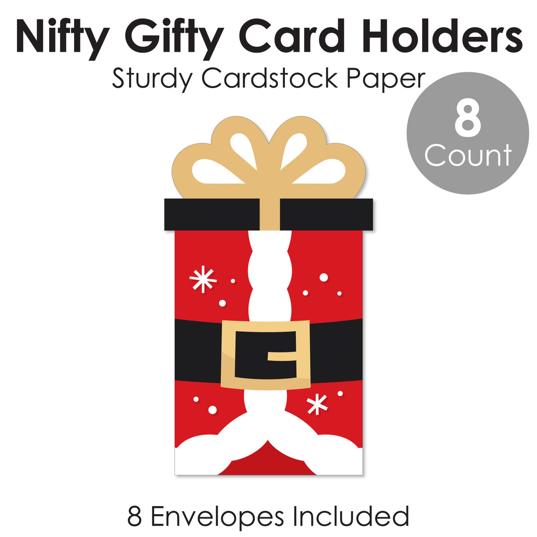 Secret Santa - Christmas Gift Exchange Party Money and Gift Card Sleeves - Nifty Gifty Card Holders - Set of 8