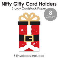 Secret Santa - Christmas Gift Exchange Party Money and Gift Card Sleeves - Nifty Gifty Card Holders - Set of 8
