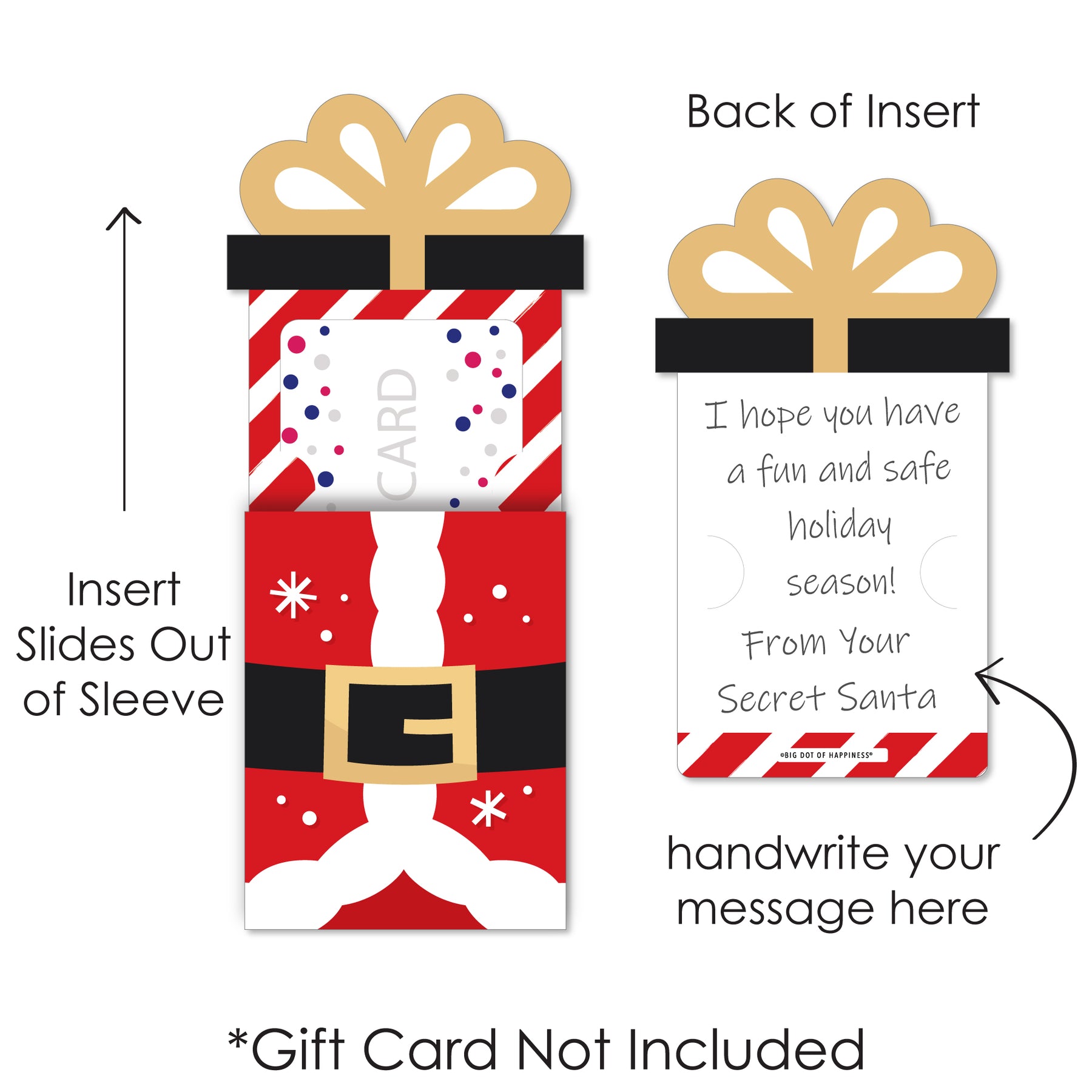 Secret Santa - Christmas Gift Exchange Party Money and Gift Card Sleeves - Nifty Gifty Card Holders - Set of 8 | BigDotofHappiness.com – Big Dot of Happiness LLC secret-santa-christmas-gift-exchange-party-money-and-gift-card-sleeves-nifty-gifty-card-holders-set-of-8-bigdotofhappiness-com-big-dot-of-happiness-llc