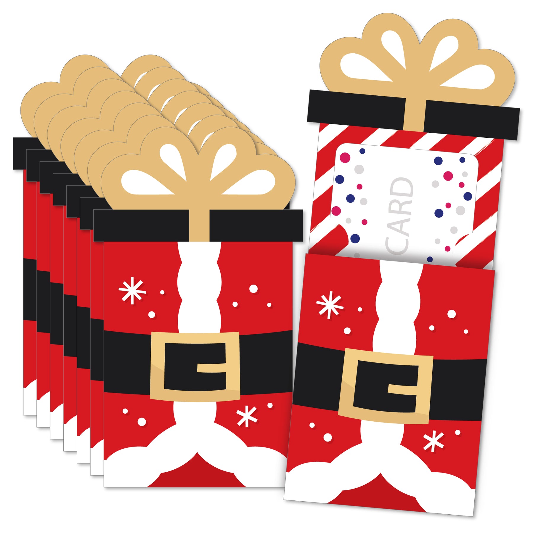 Secret Santa - Christmas Gift Exchange Party Money and Gift Card Sleeves -  Nifty Gifty Card Holders - Set of 8