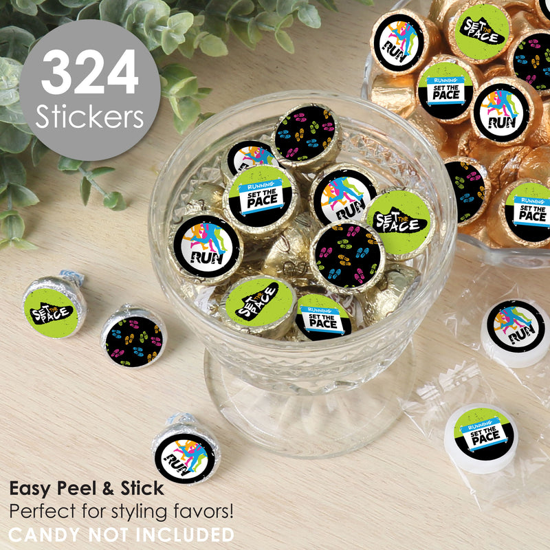 Set the Pace - Running - Track, Cross Country or Marathon Party Small Round Candy Stickers - Party Favor Labels - 324 Count