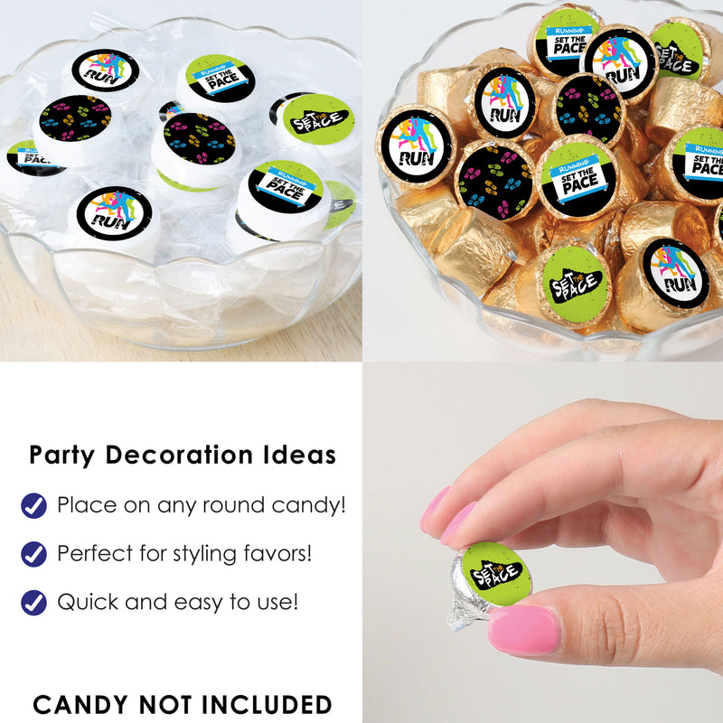 Set the Pace - Running - Track, Cross Country or Marathon Party Small Round Candy Stickers - Party Favor Labels - 324 Count