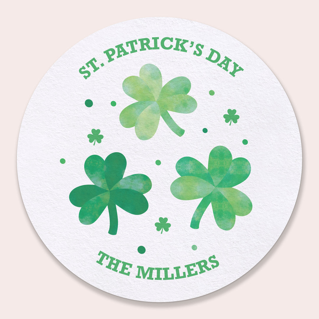 Custom Text - Drink Coasters - Shamrock St. Patrick’s Day - 25 Ct