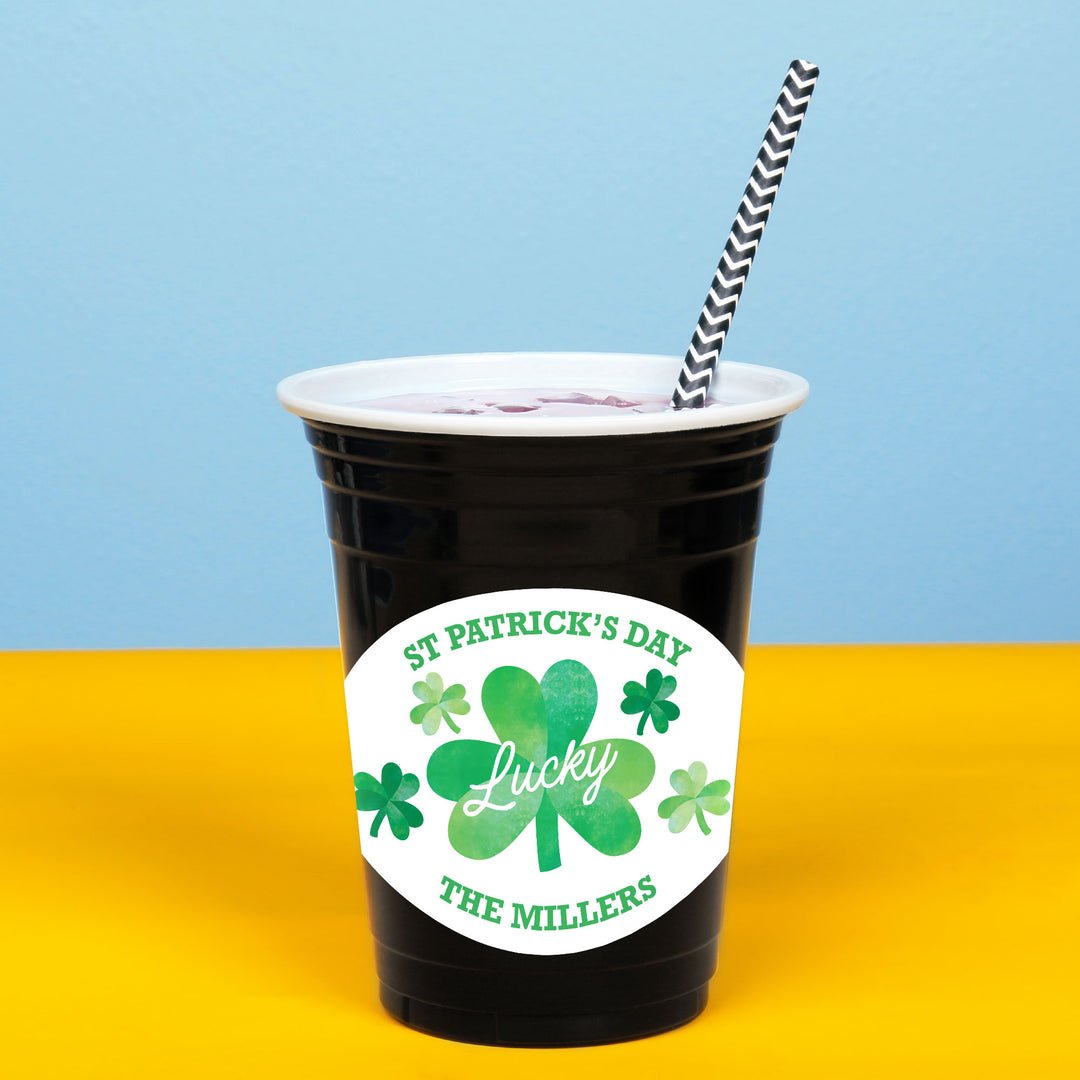 Custom Text Party Cups - Shamrock St. Patrick's Day - 16 Ct