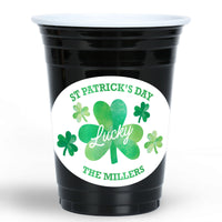Custom Text Party Cups - Shamrock St. Patrick's Day - 16 Ct