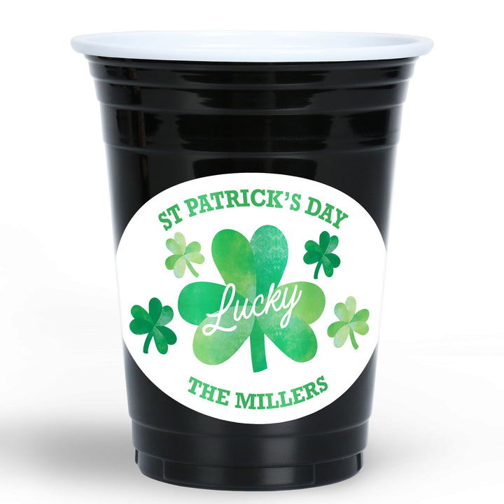 Custom Text Party Cups - Shamrock St. Patrick's Day - 16 Ct
