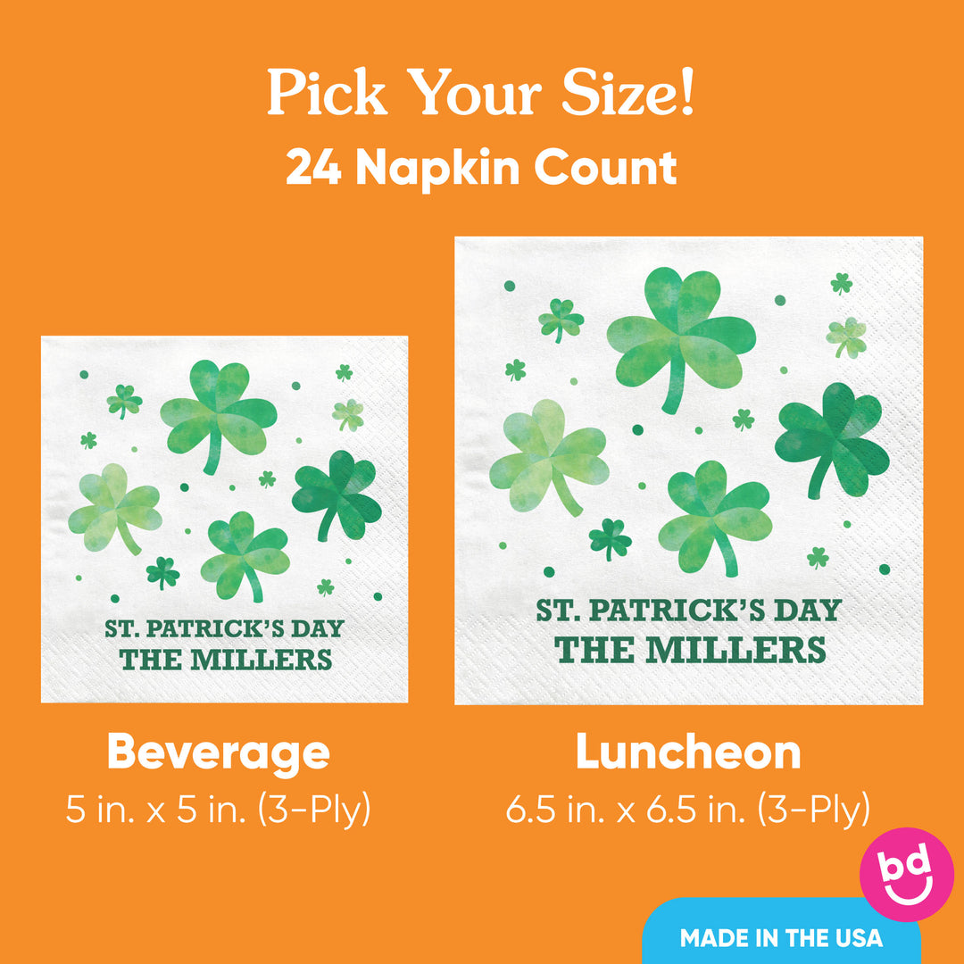 Custom Text - Shamrock St. Patrick’s Day Napkins - 24 Count