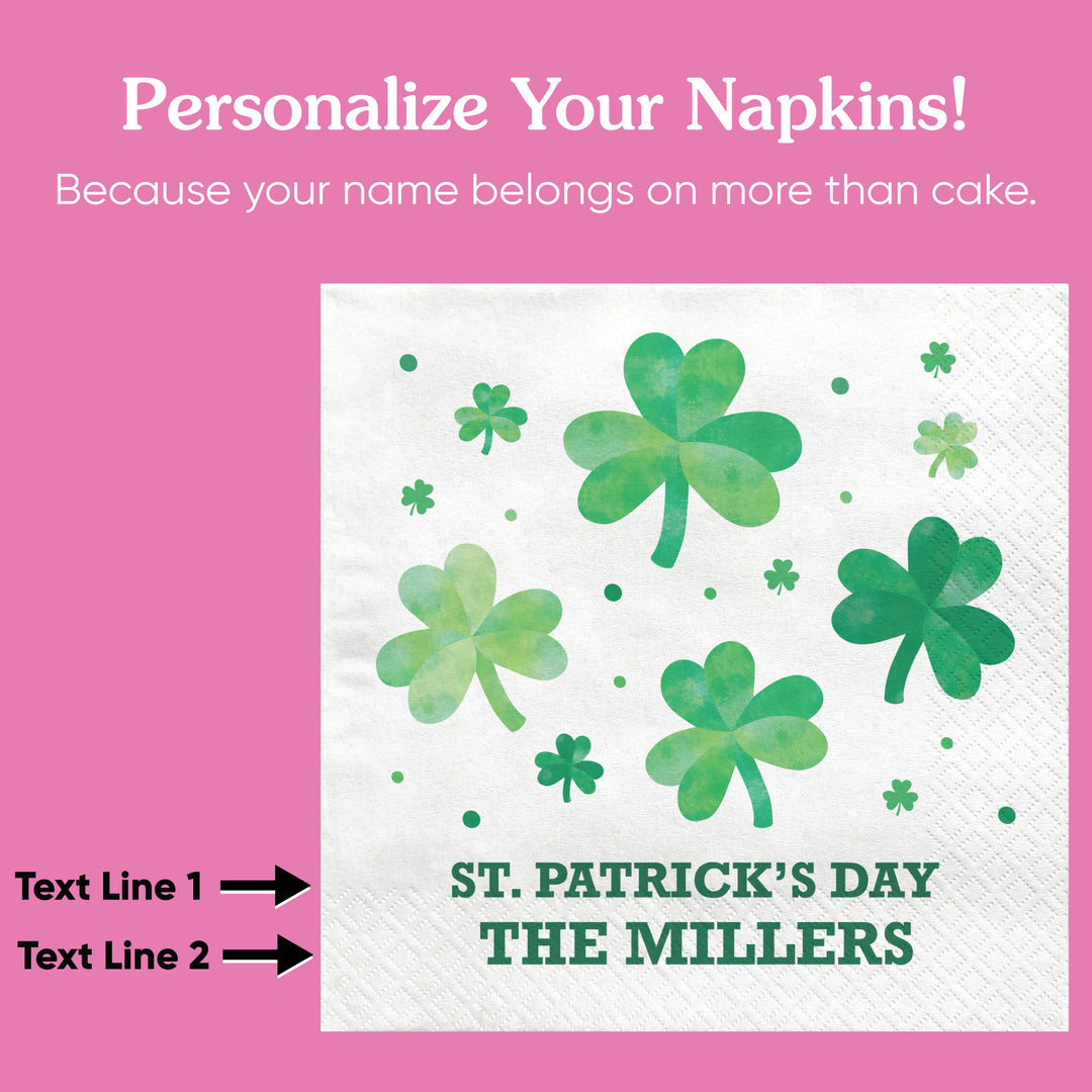 Custom Text - Shamrock St. Patrick’s Day Napkins - 24 Count