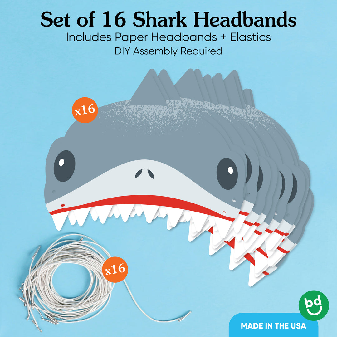 Shark Paper Headbands - 16 Ct