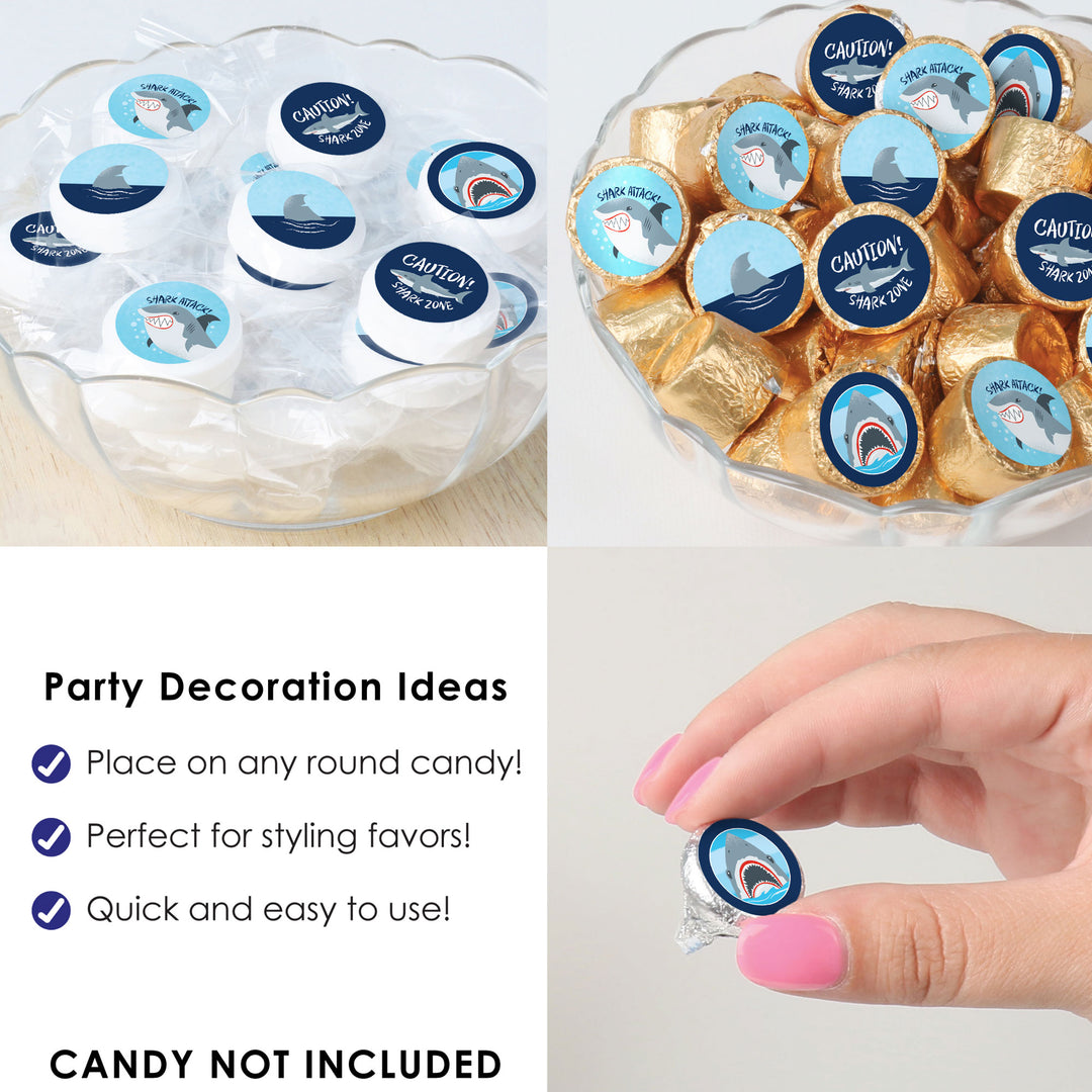 Shark Zone - Jawsome Shark Party or Birthday Party Small Round Candy Stickers - Party Favor Labels - 324 Count