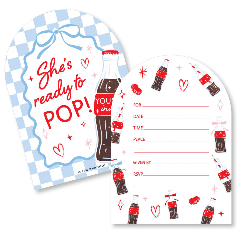 She's Ready to Pop Shaped Fill-In Invitations - 12 Ct