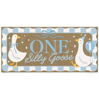 Blue One Silly Goose kraft paper banner first birthday