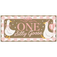 Pink One Silly Goose kraft paper banner first birthday