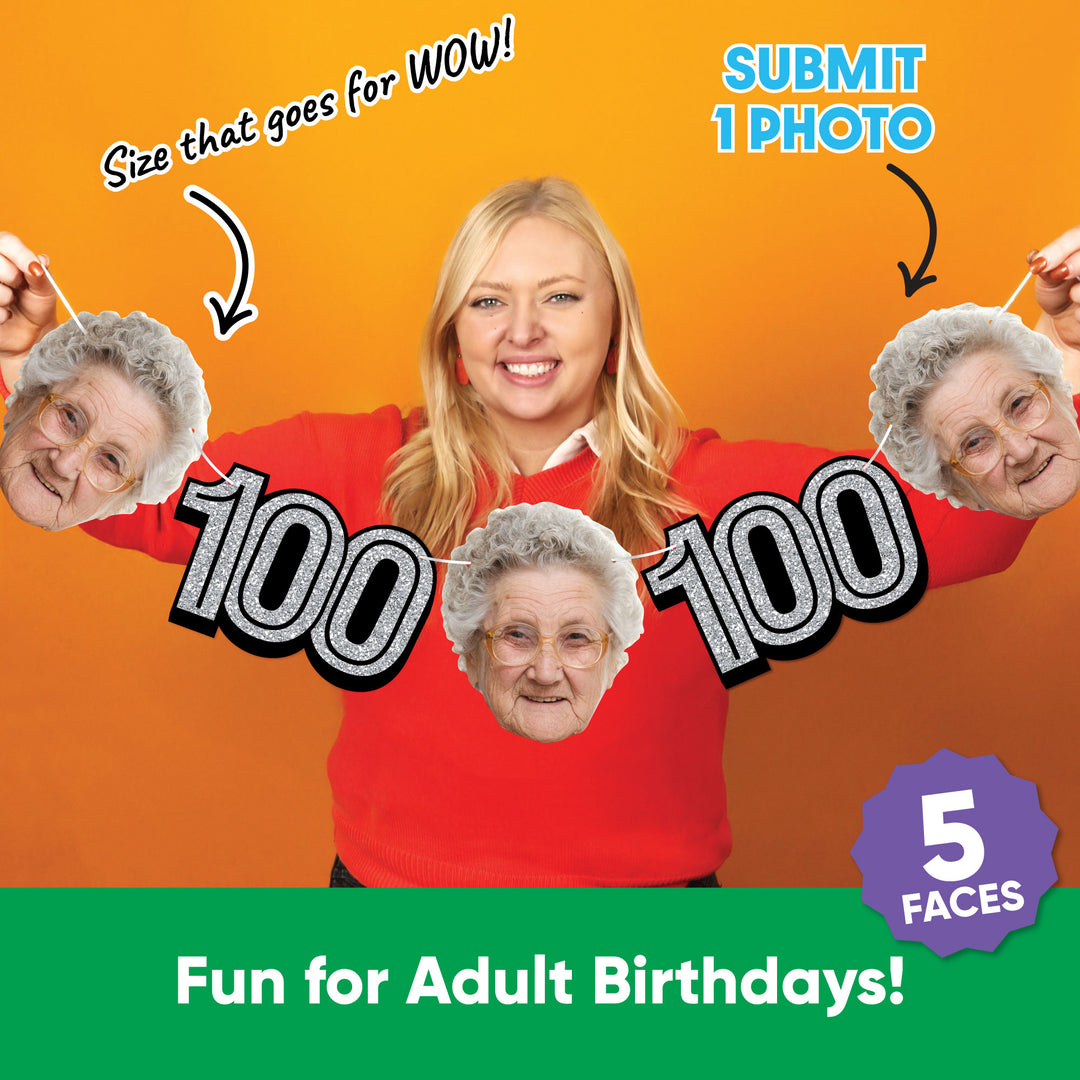 One photo creates five custom faces for 100th birthday garland