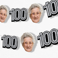 Silver 100th birthday fun face garland banner