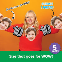 Submit one photo to create five custom faces for 10th birthday garland