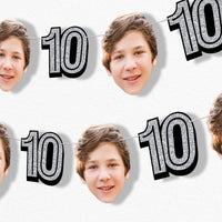 Silver 10th birthday custom face garland decoration