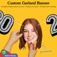 Cardstock construction and satin string on 20th birthday banner