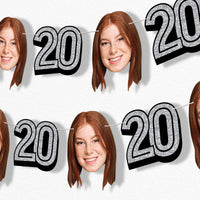 Silver 20th birthday custom face banner