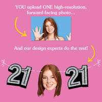 Upload one photo for custom 21st birthday fun face banner