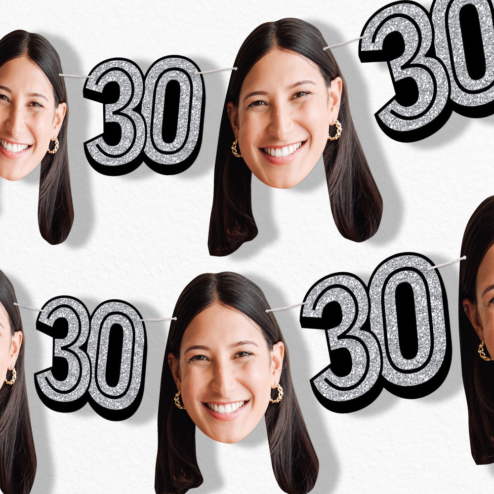 Custom Face 30th Birthday Garland Banner