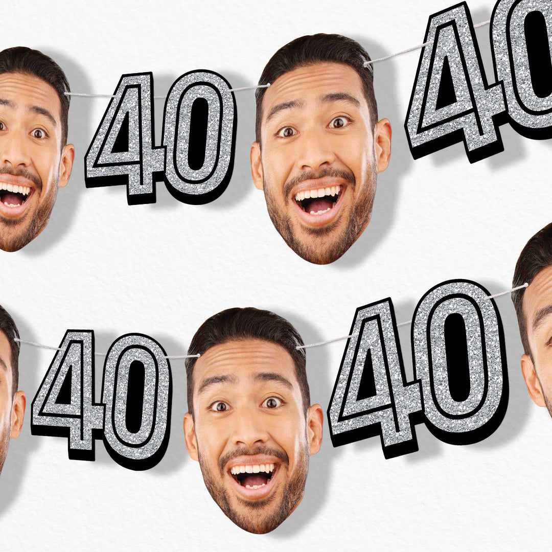 Custom Face 40th Birthday Garland Banner