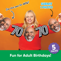 One photo creates five custom faces for 70th birthday garland