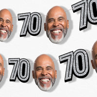 Silver 70th birthday fun face garland banner
