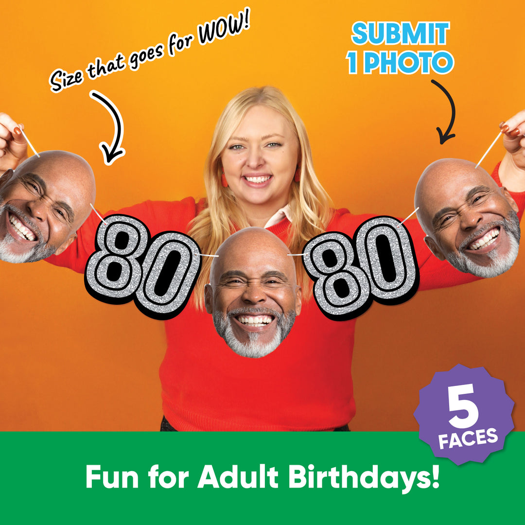 One photo creates five custom faces for 80th birthday garland
