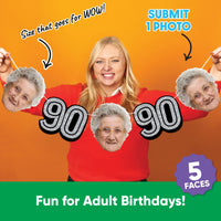 One photo creates five custom faces for 90th birthday garland