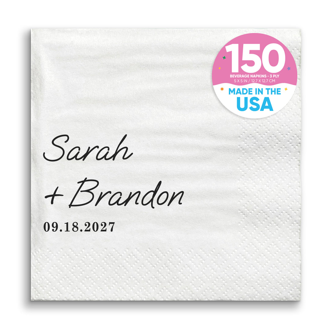 Custom Text - Simple Wedding Script Napkins