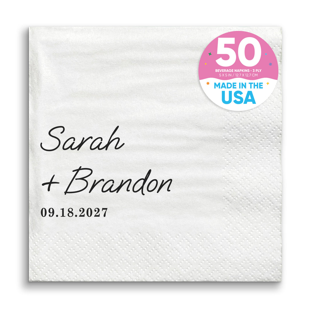 Custom Text - Simple Wedding Script Napkins
