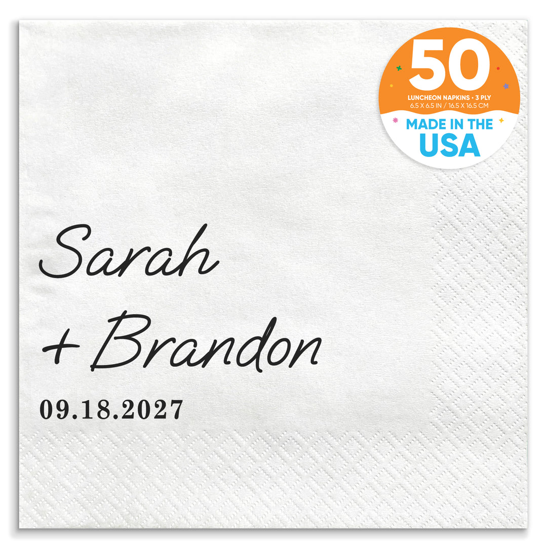 Custom Text - Simple Wedding Script Napkins