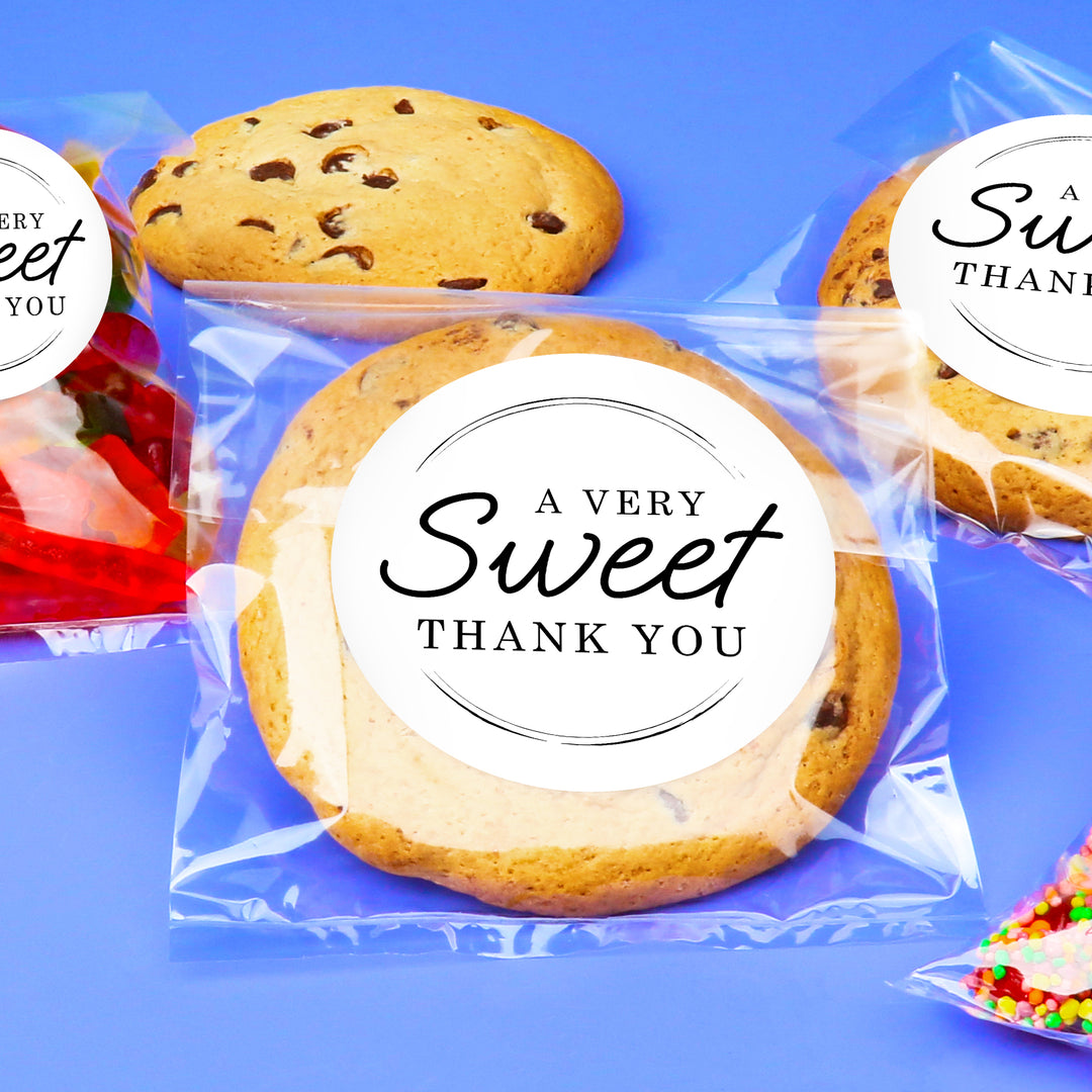 Sweet Wedding Thank You Stickers & Clear Cookie Bags - 25 Ct