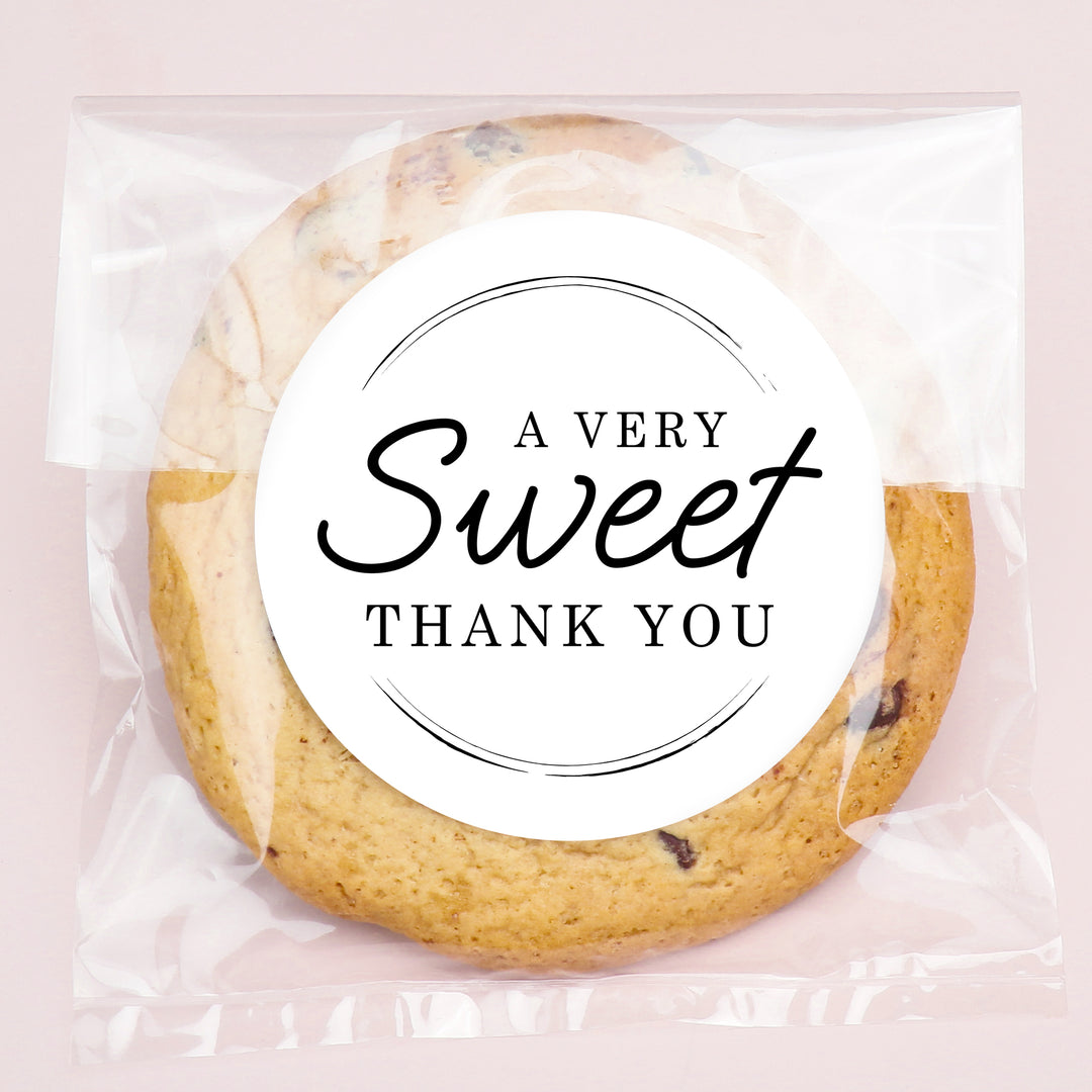 Sweet Wedding Thank You Stickers & Clear Cookie Bags - 25 Ct