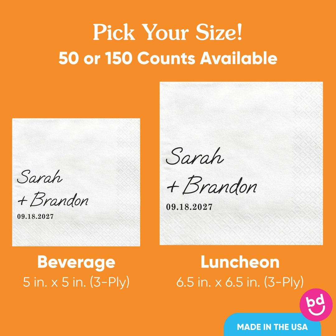 Custom Text - Simple Wedding Script Napkins