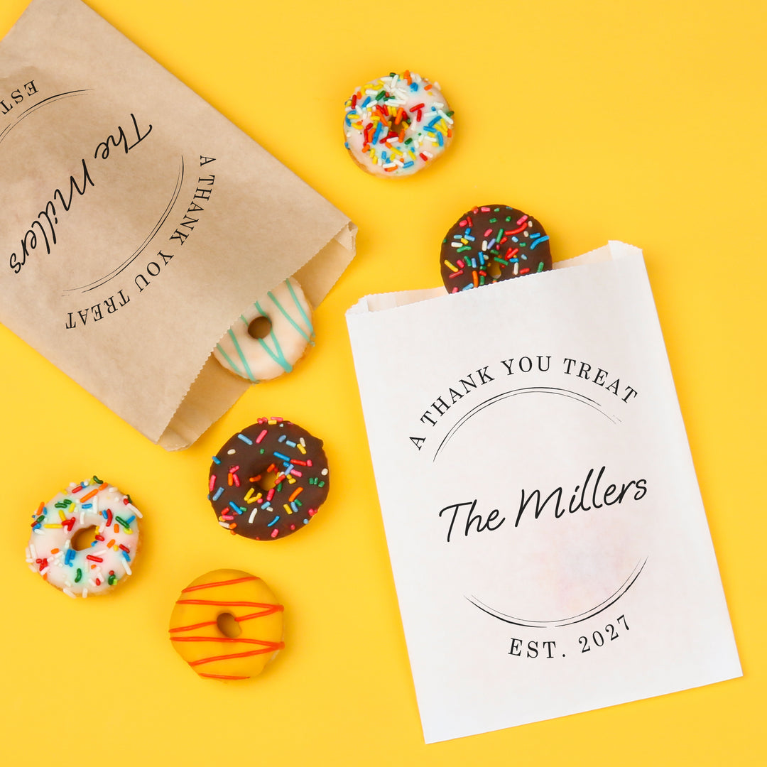 Custom Text Paper Treat Bags - Simple Script