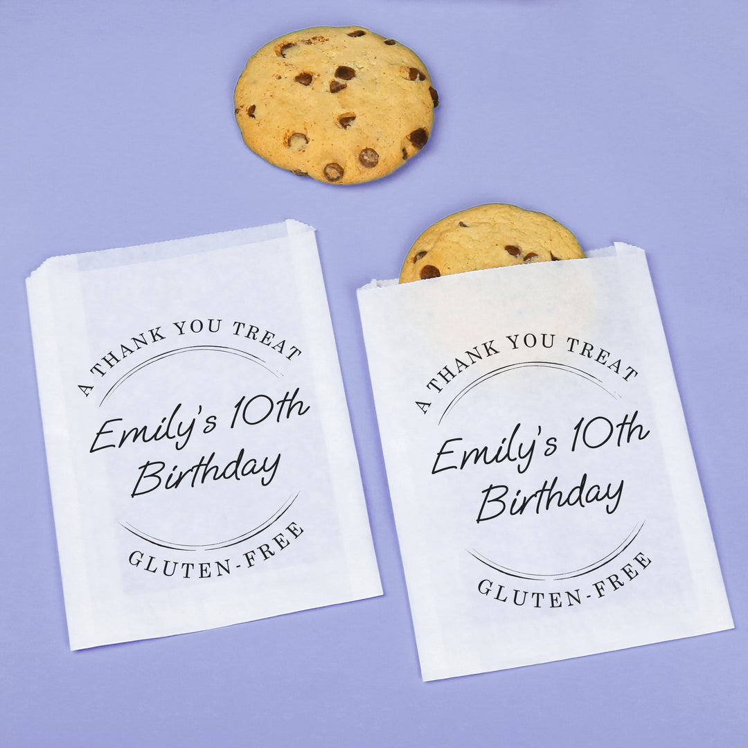 Custom Text Paper Treat Bags - Simple Script