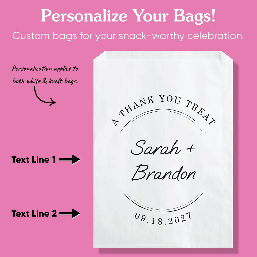Custom Text Paper Treat Bags - Simple Script