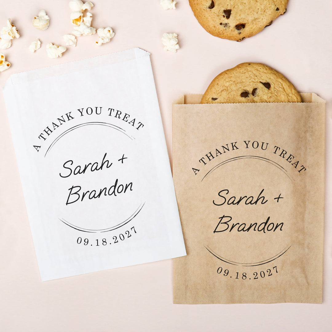 Custom Text Paper Treat Bags - Simple Script