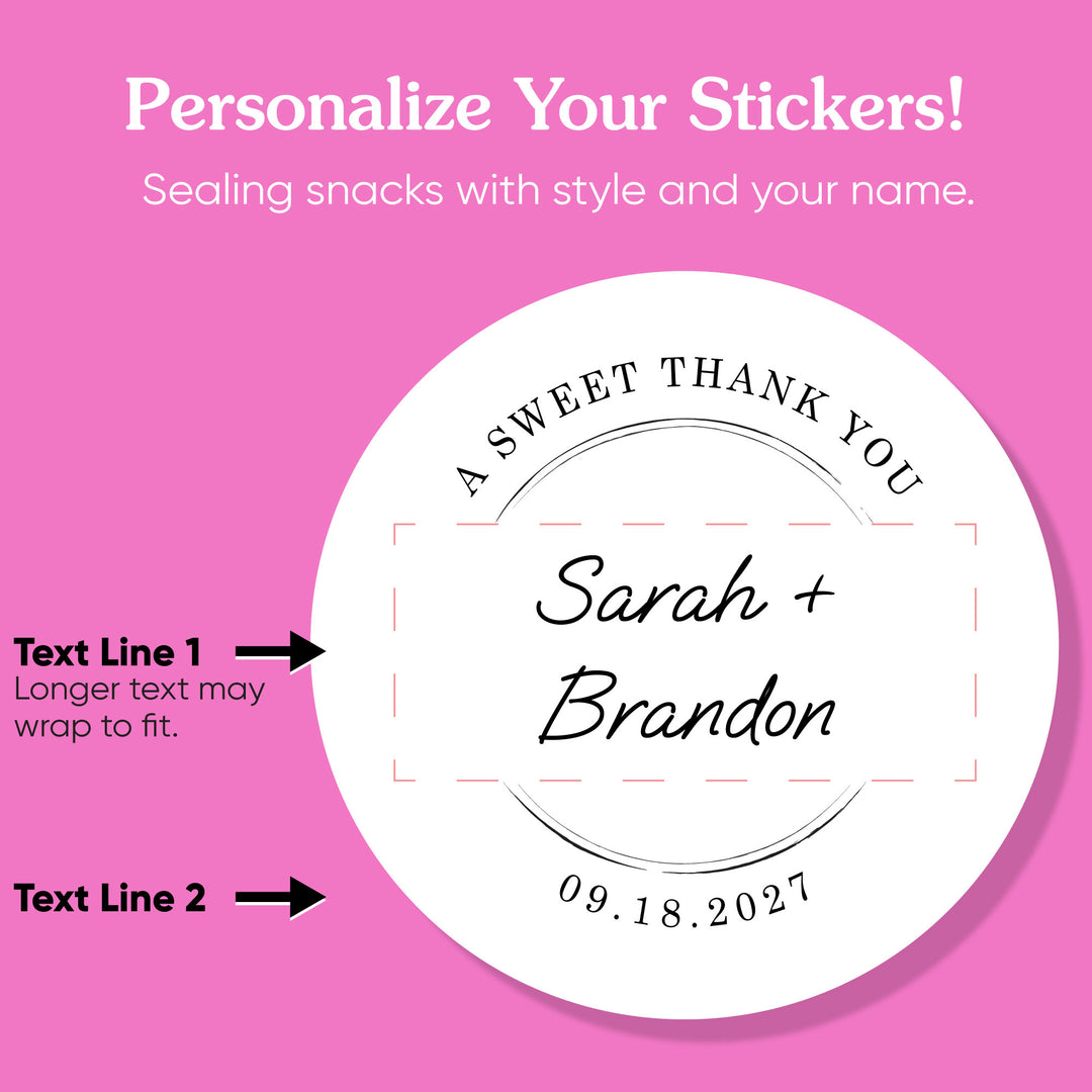 Custom Text Stickers & Clear Cookie Bags -  Wedding