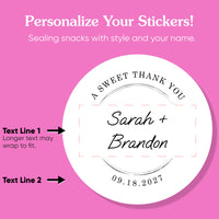Custom Text Stickers & Clear Cookie Bags -  Wedding